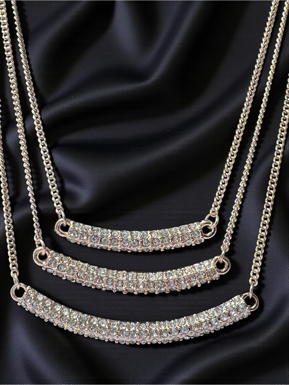 Crystal Bar Layered Necklace - Gold Tone